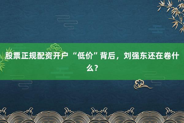 股票正规配资开户 “低价”背后，刘强东还在卷什么？